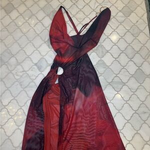 Beautiful sheer dark red maxi dress